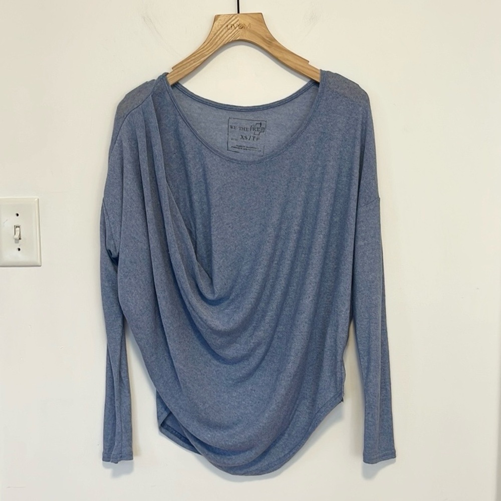 We the Free by Free People Light Blue Drapey Long Sleeve Top , sz XS - Picture 1 of 7